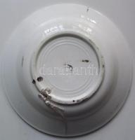 cca 1900 Kézzel festett mázas Hollóházi kerámia falitányér benyomott házas jelzéssel /
Folklore hand...