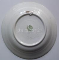 cca 1900 Kézzel festett mázas Hollóházi kerámia falitányér benyomott házas jelzéssel /
Folklore hand...