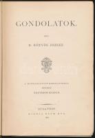 Báró Eötvös József: Gondolatok. Bp., 1886. Ráth Mór. Korabeli aranyozott gerincű félbőr kötésben, aranyozott lapszélekkel