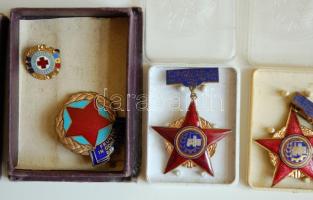 Románia 1963/65/69 zománcozott szocialista kitüntetés plasztiktokban (4db) T:2
Romania 1963/65/69 en...