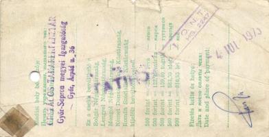Győr 1973. Magyar Nemzeti Bank 500Ft értékű "Utazási Csekk" T:III-