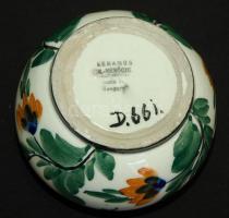 cca 1925 Keramos Rt. (Gorka Géza) kézzel festett kerámia tálka 8 cm