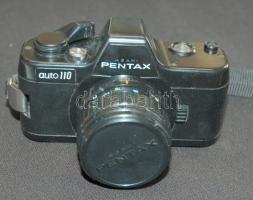Pentax Auto 110 típusú fényképezőgép objektívekkel Pentax AF-130P vakuval eredeti leírással, hibátla...