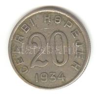 Tuva/Népköztársaság "Tannu Tuva" 1934. 20k T:2- RR!! Tuva/Peoples Republic "Tannu Tuva" 1934. 20 Kopeks C:VF RRare!!