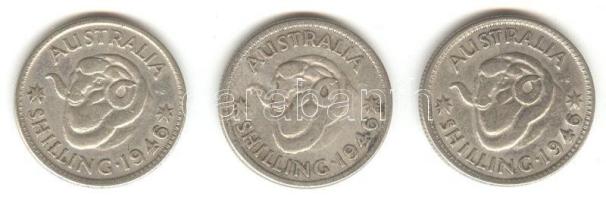 Ausztrália 1946. 1 Sh Ag (3x) T:2-,3 Australia 1946. 1 Shilling Ag (3x) C:VF,F