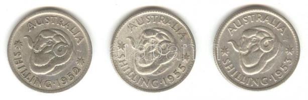 Ausztrália 1952,53,55. 1 Sh Ag (3x) T:2-,3 Australia 1952,53,55. 1 Shilling Ag (3x) C:VF,F