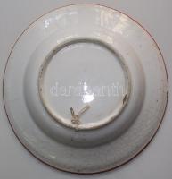 cca 1900 Kézzel festett mázas Hollóházi kerámia falitányér benyomott jelzéssel, kis lepattogzásokkal...