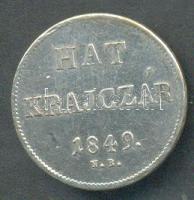 1849NB 6Kr Ag előoldal körirati "Y"-ja jobbra eltolódott! T:2