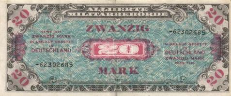 Német 3. Birodalom/Szövetséges megszállás 1944. 5M (2x)nyolc/kilenc jegyű sorszám + 20M + 50M mindke...