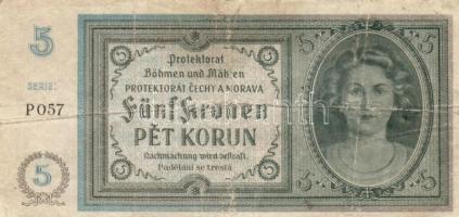 Német 3. Birodalom/Cseh-Morva Protektorátus/német megszállás 1940. 1K (2x) + 5K T:III,III-
German Th...