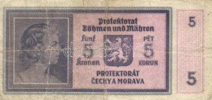 Német 3. Birodalom/Cseh-Morva Protektorátus/német megszállás 1940. 1K (2x) + 5K T:III,III-
German Th...