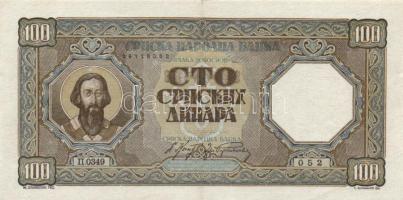 Szerbia/német megszállás 1943. 100D T:II Serbia/German occupation 1943. 100 Dinara C:XF