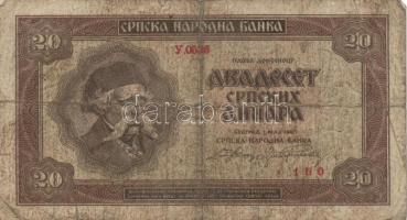 Szerbia/német megszállás 1941. 20D + 1942. 50D T:IV,II Serbia/German occupation 1941. 20 Dinara  + 1942. 50 Dinara C:VG,XF