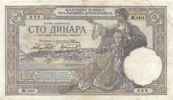 Jugoszlávia 1929. 100D T:II- Yugoslavia 1929. 100 Dinara C:VF