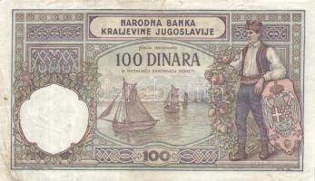Jugoszlávia 1929. 100D T:II-
Yugoslavia 1929. 100 Dinara C:VF
