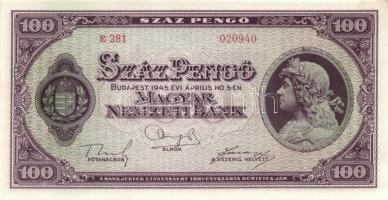 1945. 100P (3x) egymás utáni sorszámmal T:I-(apró sarokhajlás)