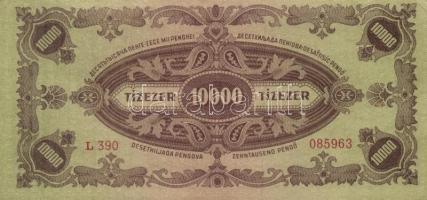 1945. 10.000P bélyeggel, elcsúszott nyomattal (2x) T:II,II-