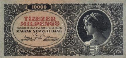 1946. 10.000MP (5x) színváltozatok és nyomat eltolódások T:II