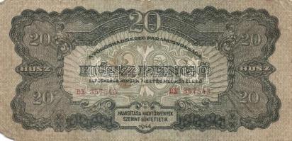 1944. "A Vörörshadsereg Parancsnoksága" 20P (4x) T:III