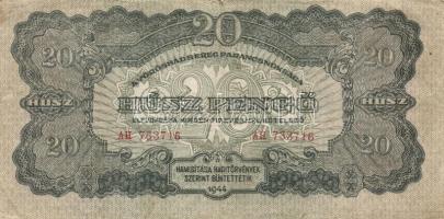 1944. "A Vörörshadsereg Parancsnoksága" 20P (4x) T:III