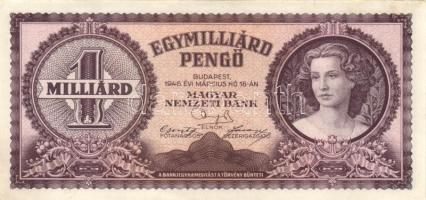 1946. 1.000.000.000P (2x) egymás utáni sorszámmal T:I-,II(hajtatlan)