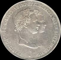 Ausztria 1854A. Gulden Ag "Uralkodói házasság" Bécs (12.99g) T:2,2- ph. Austria 1854A Gulden Ag "Imperial Wedding" Vienna (12.99g) C:XF,VF edge error