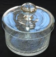 Buborékmintás üveg tál tetővel 15x16cm