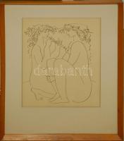 Reich Károly (1922-1988): Akt, tusrajz, üvegezett keretben 36x50cm