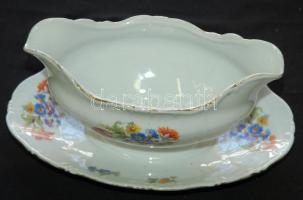 20 darabos apró virágokkal díszített sorszámozott jelzett Zsolnay porcelán étkészlet: 1db pecsenyés,...