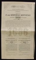 1903. Magyar Takarékpénztárak Központi Jelzálogbankja Mint Részvénytársaság Budapest 4°-os Községi Kötvény