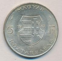 1947. 5Ft Ag "Kossuth" T:2 kis ph.