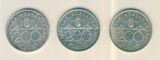 1992. 200Ft Ag "MNB" (3x) T:2