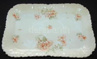 cca 1860  2db Virágokkal díszített sorszámozott jelzett Loket Elbogen porcelán pecsenyés és gyümölcs...