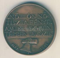 Nagy István János (1938-) 1991. "MÉE / Gróf Teleki Pál" Br emlékérem (d=42mm) T:1-