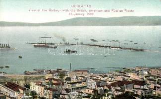 Gibraltar View of the Harbour with the British, American and Russian Fleets