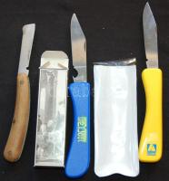 3 db kerti bicska, köztük szemzőkés, reklámbicska