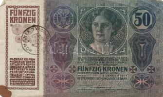 Vegyes bankjegy tétel: 1902-1932. 50f + 50P (2x) + 50K (2x) román felülbélyegzéssel + 100K (2x) + 10...