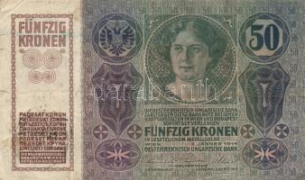 Vegyes bankjegy tétel: 1902-1932. 50f + 50P (2x) + 50K (2x) román felülbélyegzéssel + 100K (2x) + 10...