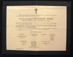 1919 Kvassay Jenő gyászjelentése