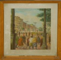 Fock A. jelzéssel: Földalatti megálló, olaj-farost, üvegezett keretben, 42x49cm