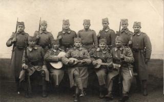 1928 Rajlovac military camp, Yugoslavian soldiers with musical instruments. group photo (EK)