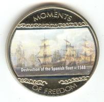Libéria 2004. 10$ "Szabadság pillanatai-A spanyol armada pusztulása 1588." multicolor T:PP tanúsítvánnyal Liberia 2004. 10 Dollars "Moments of Freedom-Destruction of the Spanish fleet 1588." multicolor C:PP with certificate