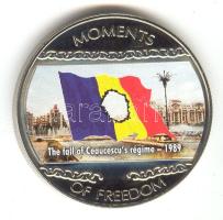 Libéria 2004. 10$ "Szabadság pillanatai-Ceausescu diktatúrájának bukása 1989." multicolor T:PP tanúsítvánnyal Liberia 2004. 10 Dollars "Moments of Freedom-The fall of Ceausescu's regime 1989." multicolor C:PP with certificate