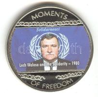Libéria 2004. 10$ "Szabadság pillanatai-Lech Walesa és a Szolidaritás 1980." multicolor T:PP tanúsítvánnyal Liberia 2004. 10 Dollars "Moments of Freedom-Lech Walesa and the Solidarity 1980." multicolor C:PP with certificate