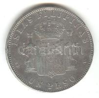 Fülöp szigetek 1897SGV. 1P Ag "XIII. Alfonz" T:3 Philippines 1897SGV 1 Peso Ag "Alfonso XIII" C:F