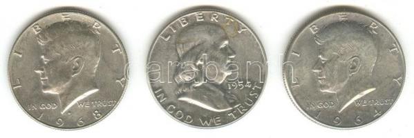 Amerikai Egyesült Államok 1954. 1/2$ Ag "Franklin" + 1964. 1/2$ Ag "Kennedy" + 1...