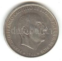 Spanyolország 1966. 100P Ag "Caudillo" T:2-
Spain 1966. 100 Pesetas Ag ""Caudill...