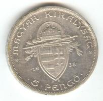 1938. 5P Ag "Szent István" T:2- ph.