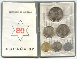 Spanyolország 1982. "Labdarugó VB" szett 6 klf db 50c-100P T:1 eredeti dísztokban és tanúsítvánnyal! Spain 1982. "World Cup soccer games" set, six different coins in original pack 50 centimos-100 Pesetas C:Unc