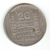 Franciaország 1933. 20Fr Ag T:2- France 1933. 20 Francs Ag C:VF